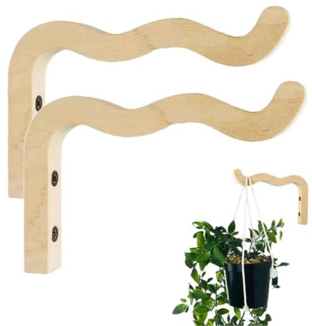 Lot de 2 Suspension Mural Crochet plants, crochets pour plants suspendus | muraux en bois, Supports de Panier Suspendu pour Jardin Balcon Lanterne Mangeoires Pot de Fleur