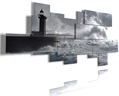 duudaart Quadro Mare Faro Paesaggi Grandi Dimensioni Design Acustici Composti Pannelli Stampe Parete Ufficio Moderni Soggiorno Componibili Decorativo 3d Multilivello 257x117cm