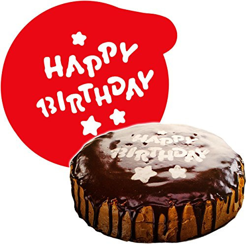 alles-meine.de GmbH Schablonen Vorlage - z.B. für Kuchen & Torten - Happy Birthday - Ø 28 cm - Kuchenschablone/Tortenschablone - Kaffee - Puderzucker - Zuckerschablone/Sc..