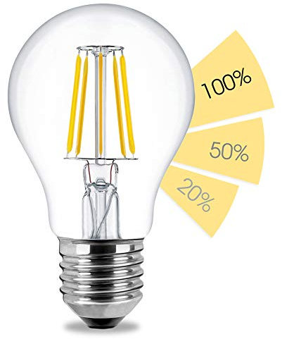 linovum fourSTEP E27 LED Birne 'Dimmen ohne Dimmer' - Filament LED Glühbirne dimmbar mit normalem Lichtschalter warmweiß 5W 230V