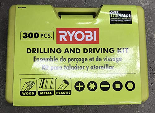 RYOBI Bohrer- und Antriebs-Set aus mehreren Materialien (300-teilig) mit Koffer