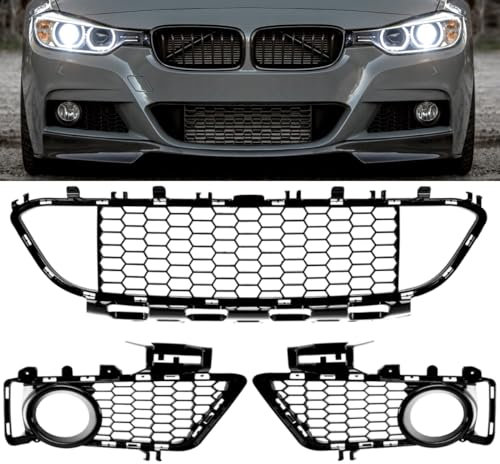 DM Autoteile Stoßstangengitter Grill SET 3-teilig Schwarz glanz passt für F30 F31 M-Paket 11-19