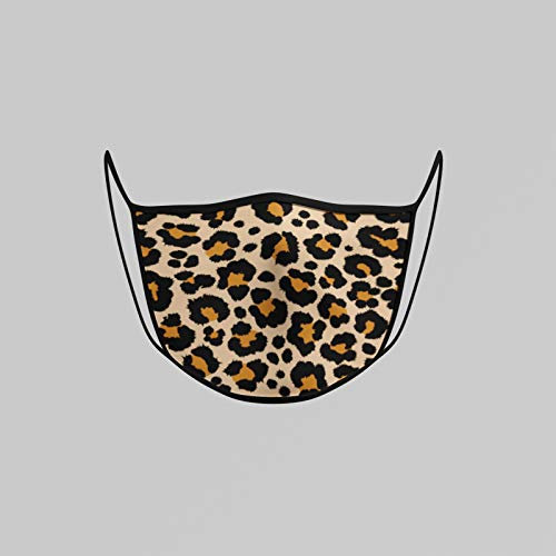 Maske Stylisch 100% Baumwolle für Gesicht mit Leopardenmuster - Leopard Design für Damen, Frauen (Leoprint braun)