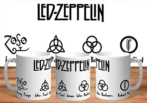 Mugtime (TM) - Led Zeppelin Symbols 2 - Rock & Roll Inspired Ceramic Coffee Tea Mug Cup 11oz 330ml