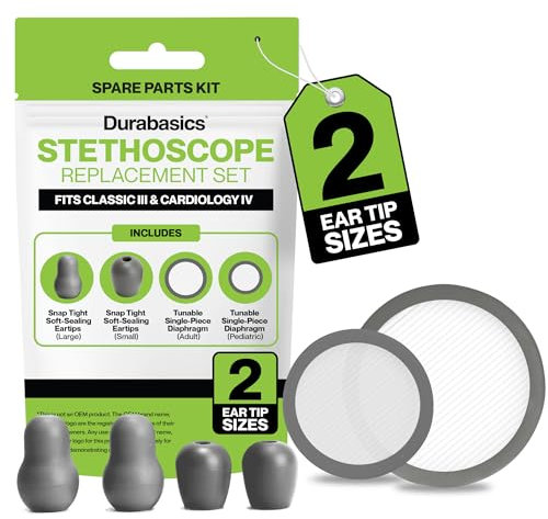 Durabasics Classic 3, Cardiology 3 & Cardiology 4 Stethoskop-Zubehör-Set für Littman-Stethoskop-Ersatzteile und Littmann-Stethoskop-Teile, passend für Classic III, Cardiology III & IV, Grau