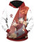QYIFIRST Herren Damen Anime Kapuzenpullover Sweatshirt Sabaku no Gaara Cosplay Kostüm mit Taschen Rot/Weiß EU Size XXL