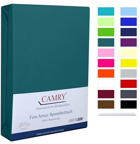 Camry Spannbettlaken 120x200cm - 130x200cm Petrol Baumwolle Bettlaken Jersey Spannbetttuch Oeko-Tex 100