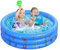 Planschbecken für Kinder, aufblasbares Baby-Schwimmbad, 3-Ring-Planschbecken mit aufblasbarem Sicherheits-Blasen-Boden, kleine Planschbecken für Kleinkinder, Gärten, Hinterhof, blau, 100 x 27 cm