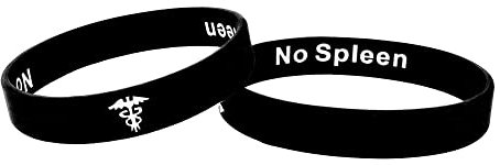 No Spleen Auf Englisch Keine Milz Versteckte medizinische Warnung Armband Splenektomie Armbänder Silikon ID Band ICE Schwarz Mens Womens Medic Adult Medizinische Armband (1 Band Only - Black)