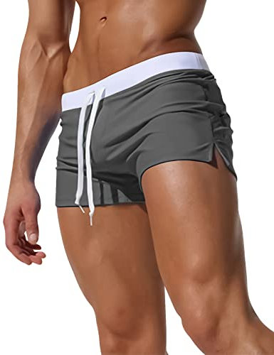 Adorel Bañador Natacion Hombre Pantalones Cortos Surf Boxer Gris Oscuro XL