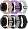 Elastische Nylonbänder, 6 Packungen, kompatibel mit Fitbit Versa 3/Fitbit Sense, verstellbare Nylon-Ersatzbänder für Fitbit Versa-Smartwatch, für Damen und Herren, Ohne Edelstein
