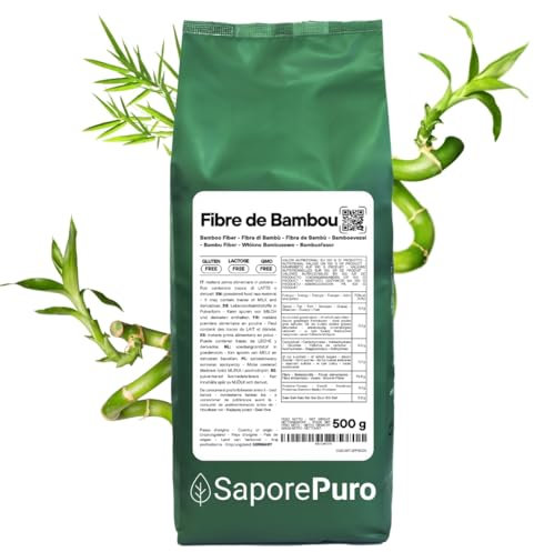SaporePuro Fibre de Bambou de qualité alimentaire - 500 gr - farine faible en glucides