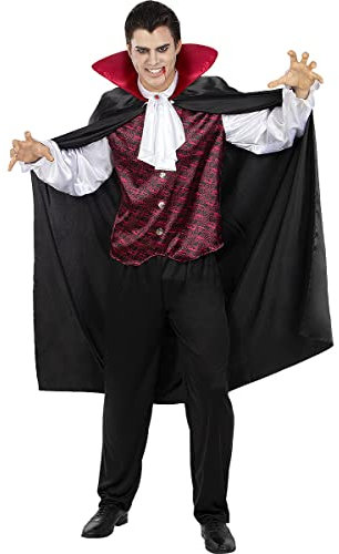 Funidelia Dracula Graf Kostüm für Herren, Inklusive Hose, Hemd mit Brustteil und Umhang, Größe M, Horror - Outfit für Erwachsene für Partys, Karneval und Halloween