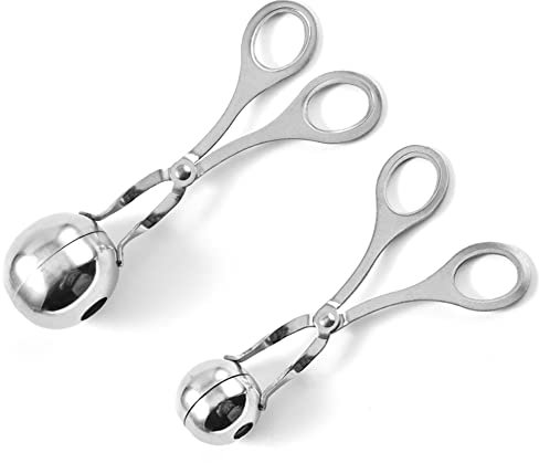 Niuhong 2 Pcs Fleisch Baller Löffel Meatball Ball Maker Ball-Hersteller Eiszange Fleischballer Edelstahl Mold Eiszangen Frikadellen Zange Antihaft Kugelschaufel Rostfreier Stahl Fleischklößchen Former