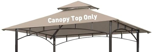OLILAWN Ersatzdach für Grillpavillon, 1,5 m x 2,4 m, Outdoor-Grill-Pavillon-Überdachung, doppelt müde Grill-Abdeckung mit strapazierfähigem Polyestergewebe, nur passend für Modell L-GG001PST-F, Khaki