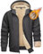 KEFITEVD Giacca con cappuccio da uomo Sherpa, foderata, in pile, invernale, con coulisse, in cotone, traspirante, antivento, per attività all'aria aperta, Melange grigio scuro., XL