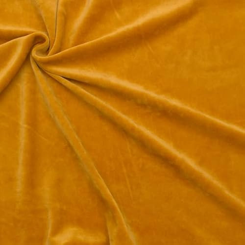 STOFFKONTOR Nicki Baumwollstoff Stoff - kuschelweicher Wohlfühlstoff, Kinderstoff - Meterware, Farbe Curry-Gelb - zum Nähen von Kinderkleidung, Hausanzügen, Kissen