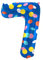 Folat 64187 Luftballon Geburtstag Ziffer Zahl 7 Colorful Dots Blau mit farbigen Punkten 86 cm - Helium Ballon Decoration Geburtstagdeko, Ballon Zahl