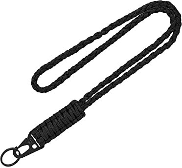 Ouligay Paracord Schlüsselanhänger Schlüsselband Umhängeband Lang Leder Neck Lanyard Langes Handgelenk Paracord Lanyard Key Paracord Armbänder Schlüsselanhänger Paracord für Schlüssel Ausweise Schwarz
