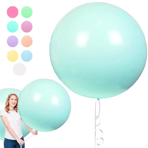 6 Stück Macaron Luftballons, 36 Zoll Tiffany-Blau Luftballons Gross, Riesen Runde Luftballons, Luftballons XXL Groß, Latexballons Gross für Hochzeit Geburtstag TaufeFestival Kinder Party (90cm)