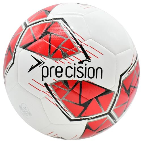 Precision Fusion FIFA Basic Training Ball, All-Weather, IMS Certified, Official, Highly Durable, 3.5mm Eva Foam, White, Red, Grey, Size Ball 4