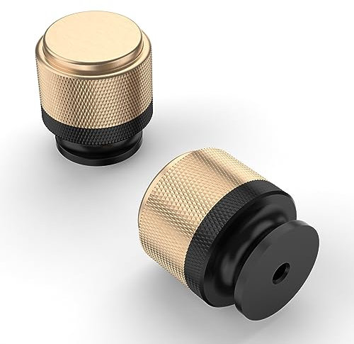 9BUILD 10 Pack Gold Matte Black Aluminium Alloy Knobs - Modern Style, Single Hole, Indoor Use - Drawer, Cupboard, Kitchen Door, Dresser, Wardrobe
