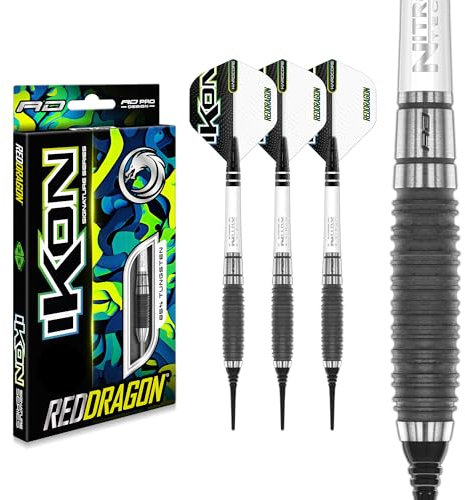 RED DRAGON Ikon 1.4 20 Gramm Professionelles Wolfram Softip Dart Set mit Flights und Schäften