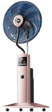 Standventilator mit Fernbedienung Kühlung und Befeuchtung mit Wassernebel 90-Grad-Schwung 3 Geschwindigkeiten mit Timer 90 W Ventilator (Color : Rose gold, Size : 128 * 50cm)