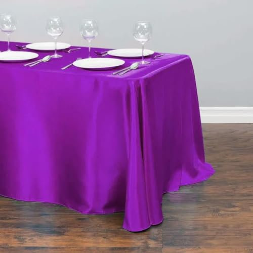 Satin-Tischdecke für Hochzeiten, Weihnachten, Geburtstage, Veranstaltungen, Bankette, Tischdecken, Dekoration für Zuhause, Esstisch, Fuchsia, 145 x 396 cm (57 x 156 Zoll)