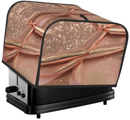 Rose Gold Glitter Print Toaster Cover, Bread Toaster Dust Cover Bake Ware Protector For Four Slice Toaster