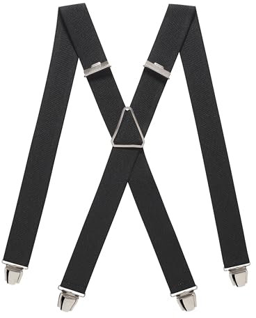 Pierrot Hosenträger für Herren Breit Made in Germany/France - Ultrastarker Gummizug & 4 Extra Starke X-Clips - Verstellbare Länge bis zu 130cm - Garantie auf Lebenszeit