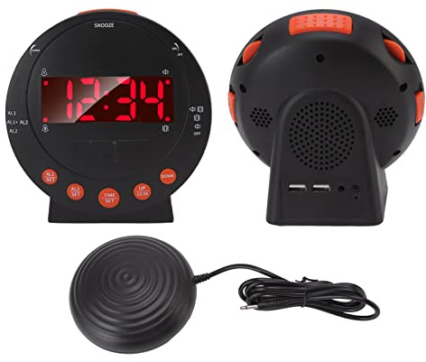 Xiuganpo Digitaler Vibrationswecker, 110 Dezibel, Rotes Blinklicht, Super-Shaker-Uhr für ältere Studenten, Hochwertiges ABS-Material