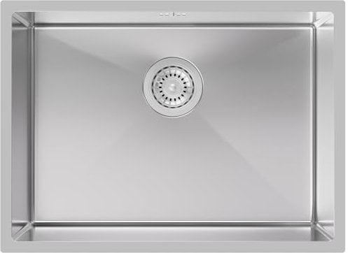 Auralum Fregadero Cocina 1 seno 60 x 44 cm, Fregadero Bajo Encimera o Sobre Encimera con Filtro de Drenaje + Sifón, Acero Inoxidable