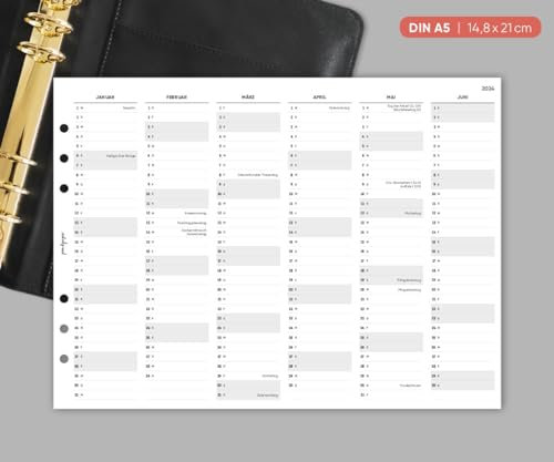 pen & pages® Kalender Jahresübersicht zum Ausklappen - DIN A5-2025 - Januar bis Dezember, Feiertage DACH, deutsch, Jahresplaner, Das Jahr im Blick