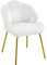 Yaheetech Sessel Loungesessel in Muschelform, Ohrensessel modern, Polsterstuhl mit Metallbeinen, Polyester, für Wohnzimmer/Schminktisch/Schlafzimmer, Weiß