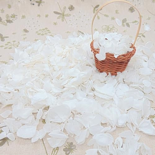 PETALES BOHEME - Vrai pétales d' Hortensia Séché blanc 1 litre - Confettis de Mariage Blanc en Fleurs séchées naturelles - Décoration Champêtre - Petales a Jeter - France (Blanc)