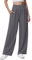 HMIYA Weite Hosen Damen Lässig Leicht Sommerhose Hohe Taille Palazzo Hose mit Taschen,Grau,XL