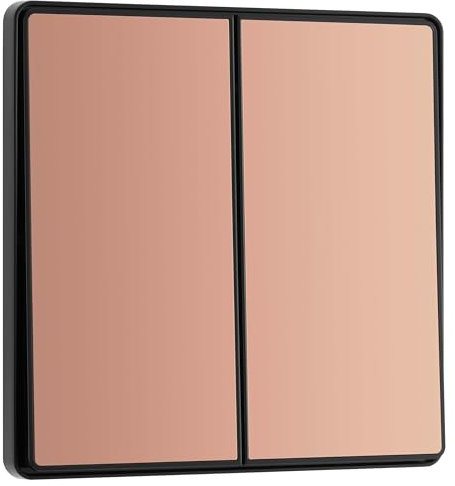 BG Electrical Double Wall Light Switch, 2-Way, Edge-to-Edge Rockers, Screwless Appearance, Round Edges, Evolve, Polished Copper, 20A, 16AX, PCDCP42EB