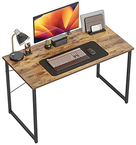 CubiCubi Schreibtisch, Kleiner Computertisch, 120 x 48 x 75 cm Bürotisch, für Arbeitszimmer, Schlafzimmer, Industrie-Design, Metallgestell, Vintagebraun