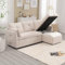 Sapgaks Canapé d'angle Convertible avec sièges de Rangement et Poches accoudoirs,Canapé Convertible avec Forme des Rayures,canapé 3 Places,Chenille (Beige-2)