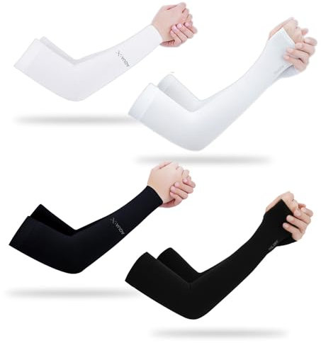SAIIURV 4 Paia Manicotti Braccio, Manicotti di Protezione Solare Anti-UV UPF 50+ Unisex, Braccio Maniche a Compressione, per Attività all'Aperto Ciclismo Basket Calcio Golf Escursionismo