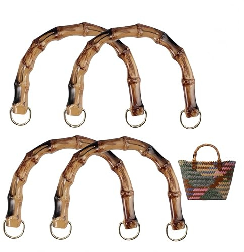 Changyeah Maniglie per borse, 4 pezzi di maniglie per borse in bambù, maniglie per borse in bambù sintetico di ricambio, accessori per maniglie di borsa, adatti per borse intrecciate, borse fatte a