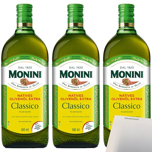 usy Bundle für Monini Classico Natives Olivenöl Extra 3er Pack (3x500ml Flasche) + usy Block