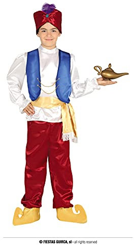 FIESTAS GUIRCA Arabischer Prinz Kostüm Kinder - Alter 7-9 Jah.- Mächtiger Sultan Kostüm Jungen Orient Kostüm, Indischer König Kostüm Jungen Karneval, Wunderlampe Araber Kostüm Fasching, Halloween