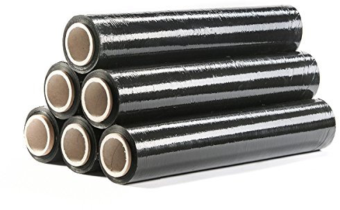 HaGa® Stretchfolie Verpackung Umzugsfolie 150mx500mmx23µm schwarz 6 Rollen