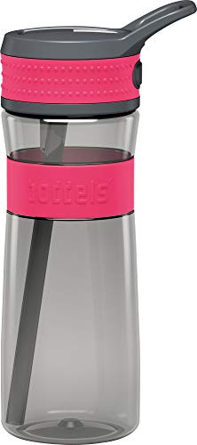boddels Trinkflasche mit Strohhalm und rutschfestem Griff | 600 ml | Sport Trinkflasche auslaufsicher und bruchsicher | Wasserflasche Schule, Uni, Fitness, Outdoor | Trinkflasche Sport | BPA-frei