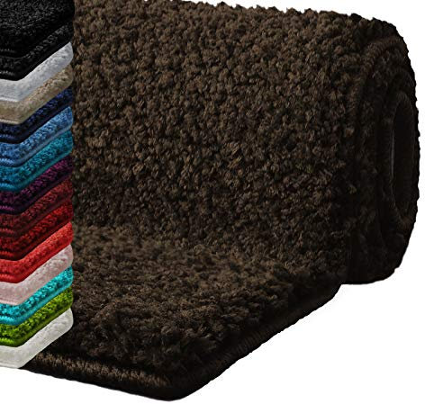 casa pura Badematte 80x150 cm braun, Flauschiger Badezimmerteppich Shaggy, Badvorleger rutschfest, waschbar, Duschvorleger, Teppich Fußmatte für Badezimmer und Dusche