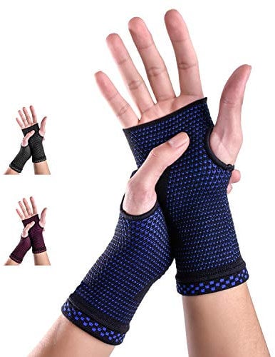 ABYON Handgelenkbandage Kompressive Handgelenk Bandagen 2 Stück für Links und Rechtshänder Arthritis, Sehnenentzündung, Verstauchung, Sportschutz für Männer Frauen (Blau, S)