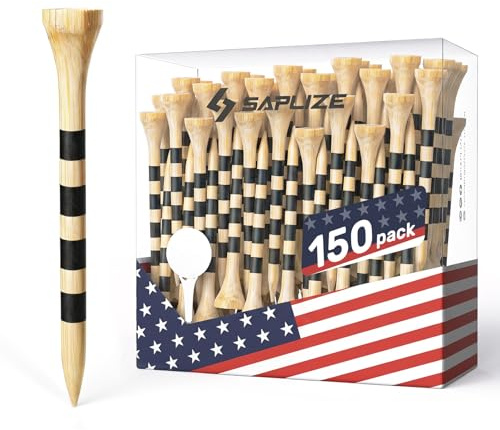 SAPLIZE 150pcs Bamboo Golf Tees, Stable and Reliable Golf Tees, 3 1/4''