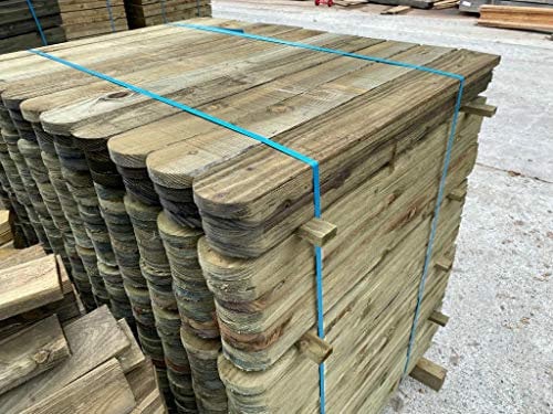 Premium Picket Garden Fencing Pales - Heavy Duty Treated Timber Wood (4'' x 4ft) - Individual Rounded Top Boards for DIY Garden & Outdoor Projects - Pack of 10 (Not Pre-Assembled Panels)